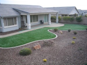 Synthetic grass lawn residential