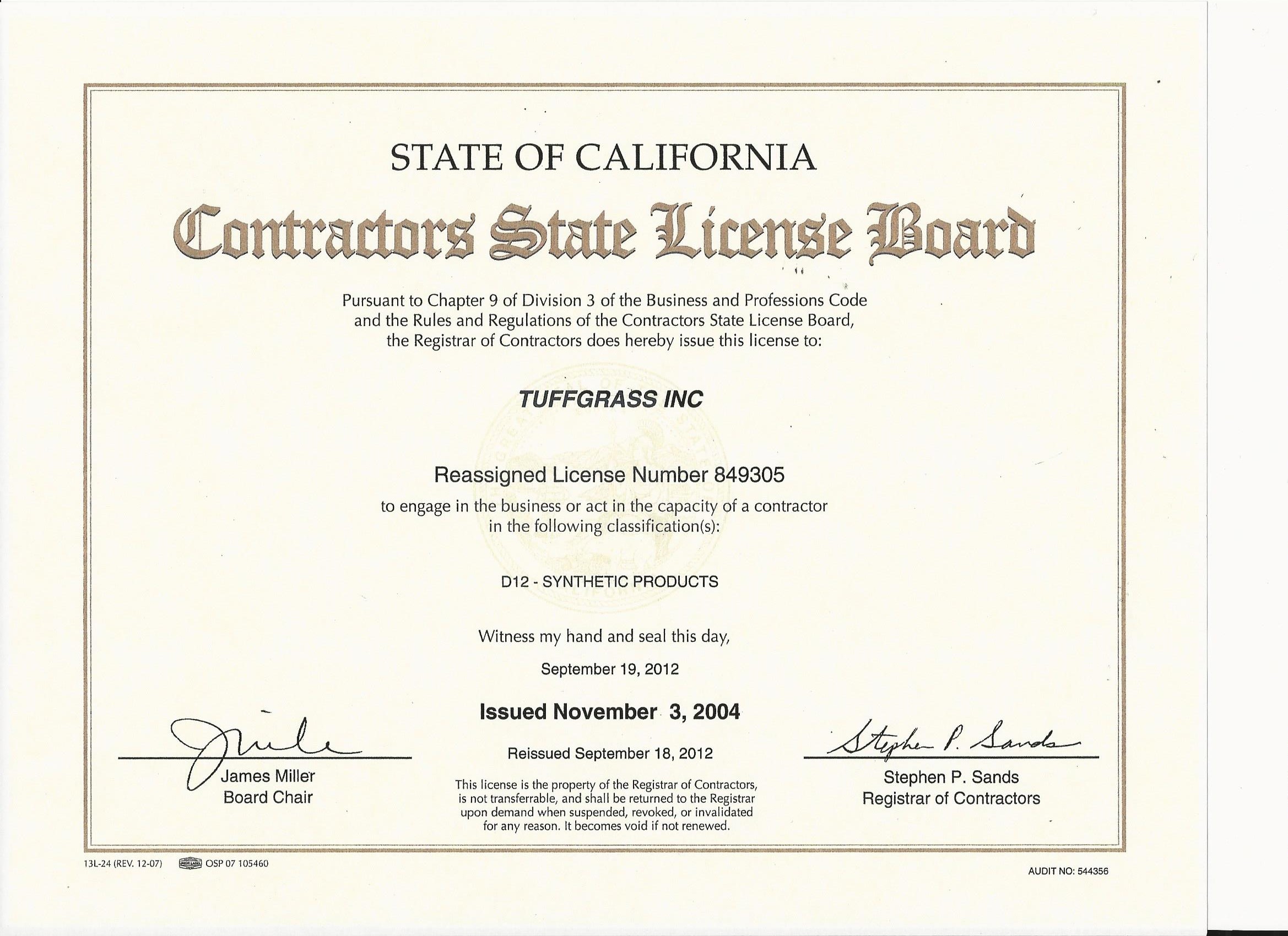 California Contractor License for Artificial Grass Installer