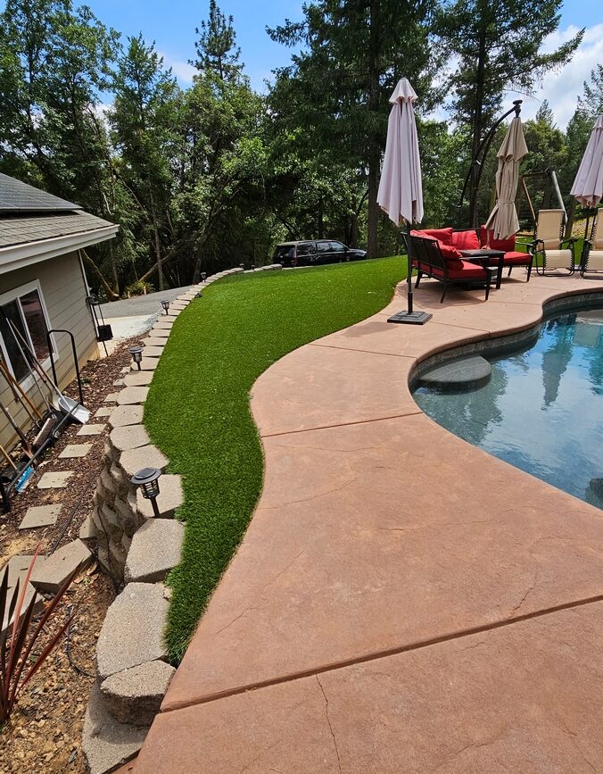 A photo of a beautiful artificial grass lawn installation in Colfax, CA