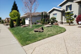 Artificial grass front yard installation in Lincoln, CA