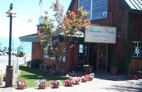 A photo of the Tahoe City Marina restaurant and the artificial grass installation built by TuFFGrass
